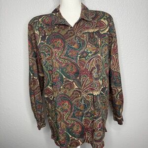 Prestwyck‎ Paisley Button down shirt with shoulder pads -cp